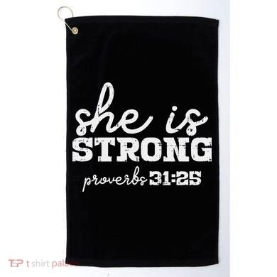 She Is Strong Proverbs Bible God Jesus Christian Gift Golf Towel