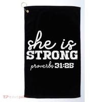She Is Strong Proverbs Bible God Jesus Christian Gift Golf Towel thumb 0