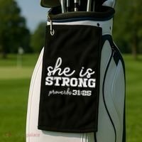 She Is Strong Proverbs Bible God Jesus Christian Gift Golf Towel thumb 2