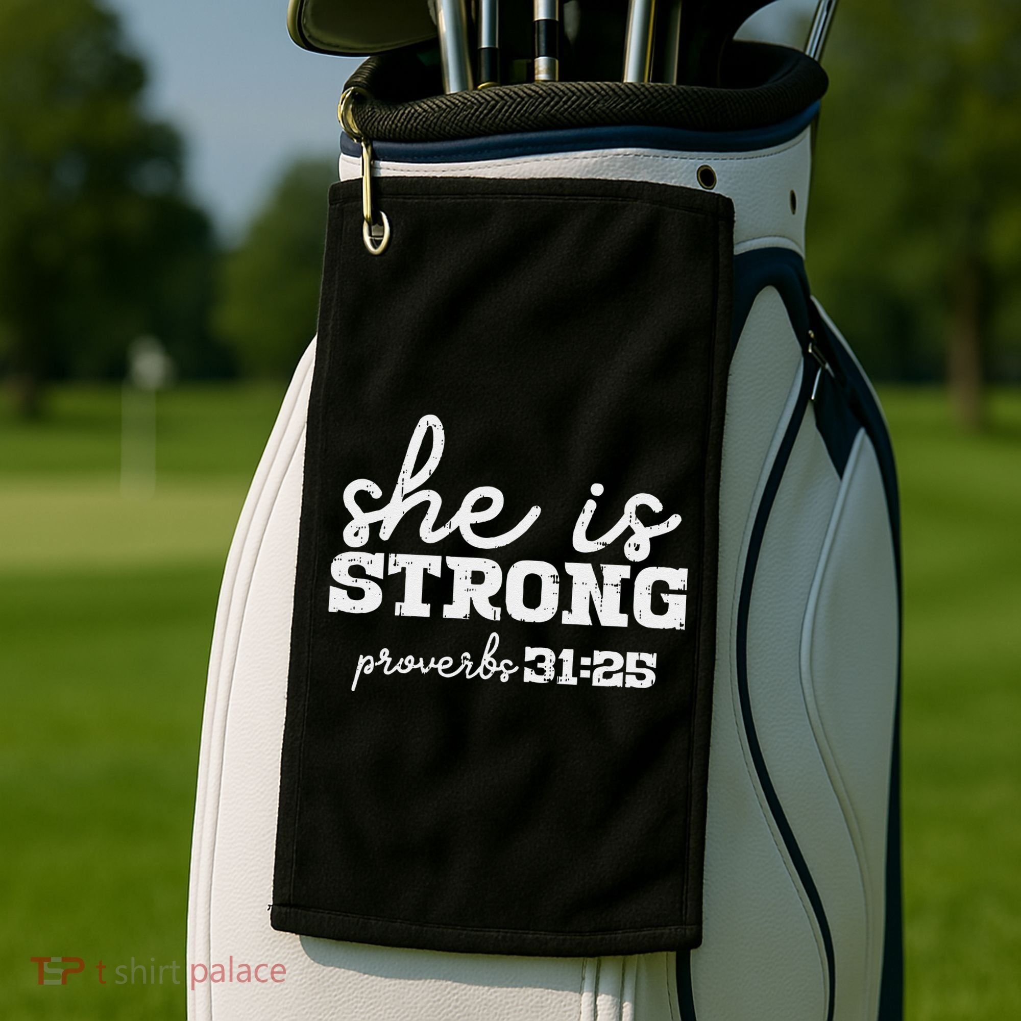 She Is Strong Proverbs Bible God Jesus Christian Gift Golf Towel