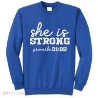 She Is Strong Proverbs Bible God Jesus Christian Gift Sweatshirt thumb 0