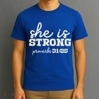 She Is Strong Proverbs Bible God Jesus Christian Gift T-Shirt thumb 3