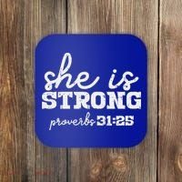 She Is Strong Proverbs Bible God Jesus Christian Gift Coaster thumb 0