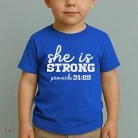 She Is Strong Proverbs Bible God Jesus Christian Gift Toddler T-Shirt thumb 2