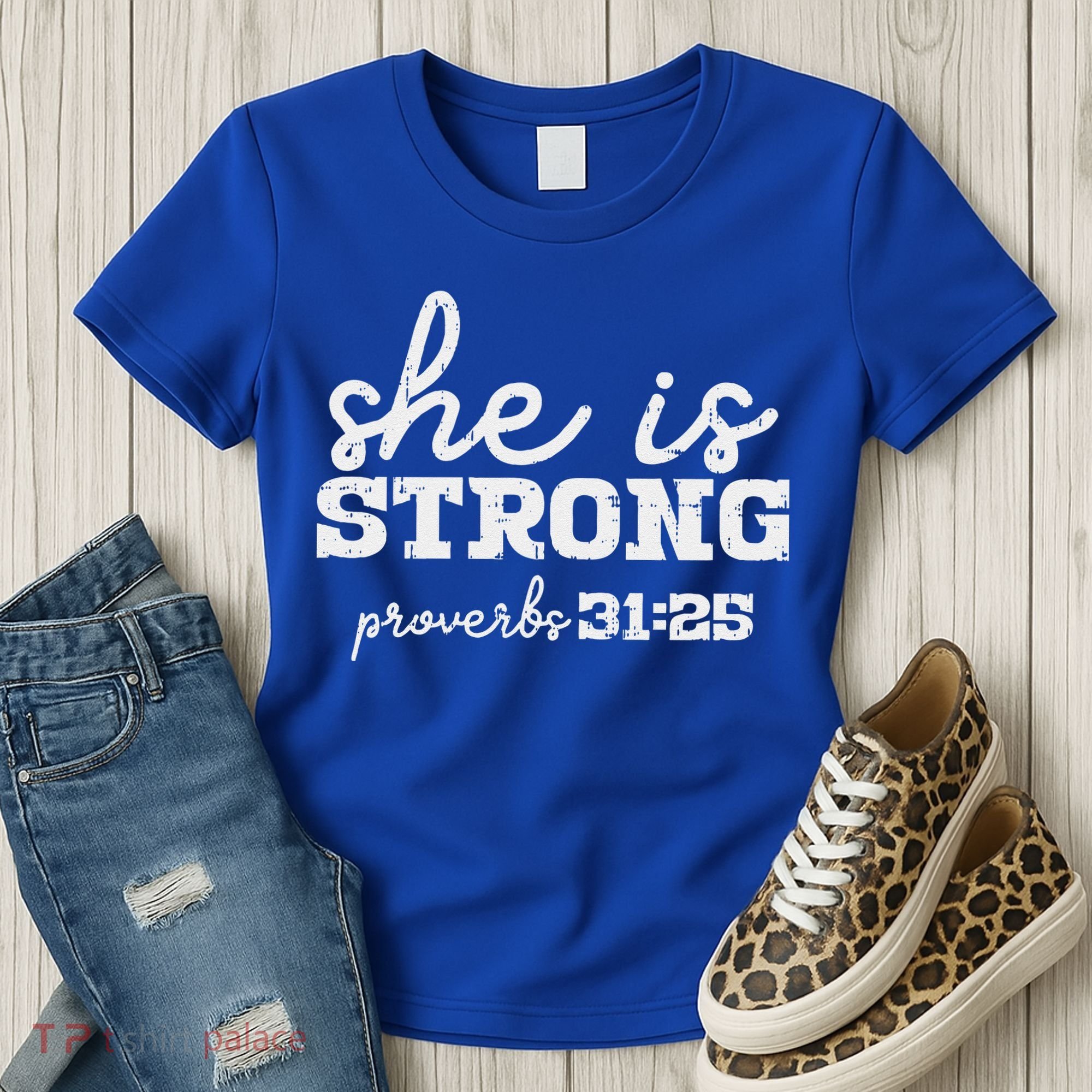 She Is Strong Proverbs Bible God Jesus Christian Gift Women's T-Shirt