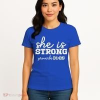 She Is Strong Proverbs Bible God Jesus Christian Gift Women's T-Shirt thumb 4