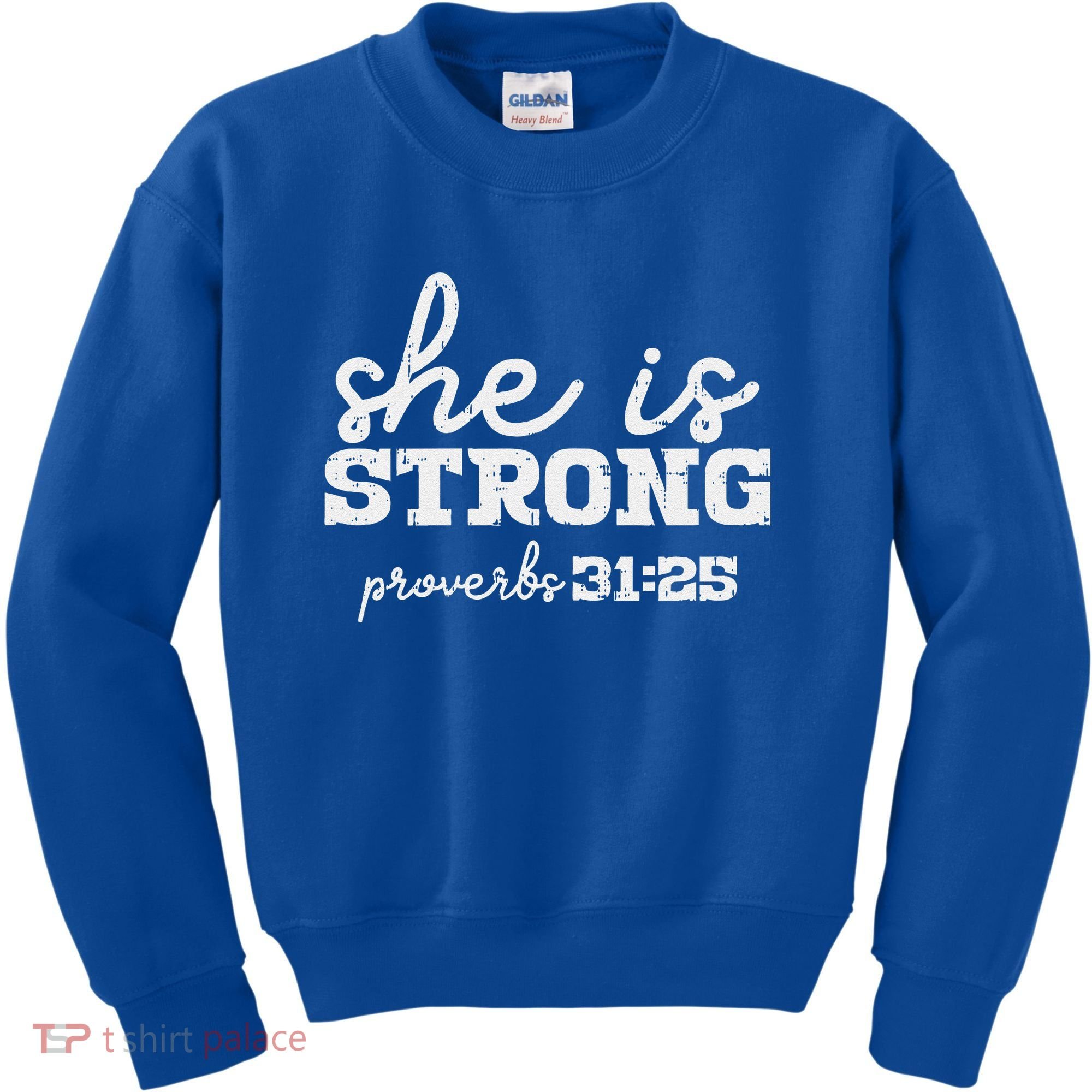 She Is Strong Proverbs Bible God Jesus Christian Gift Kids Sweatshirt