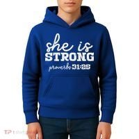 She Is Strong Proverbs Bible God Jesus Christian Gift Kids Hoodie thumb 4