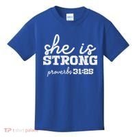 She Is Strong Proverbs Bible God Jesus Christian Gift Kids T-Shirt thumb 0