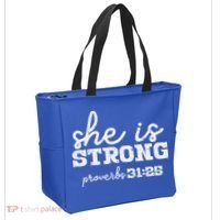 She Is Strong Proverbs Bible God Jesus Christian Gift Tote Bag thumb 2