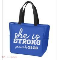 She Is Strong Proverbs Bible God Jesus Christian Gift Tote Bag thumb 3