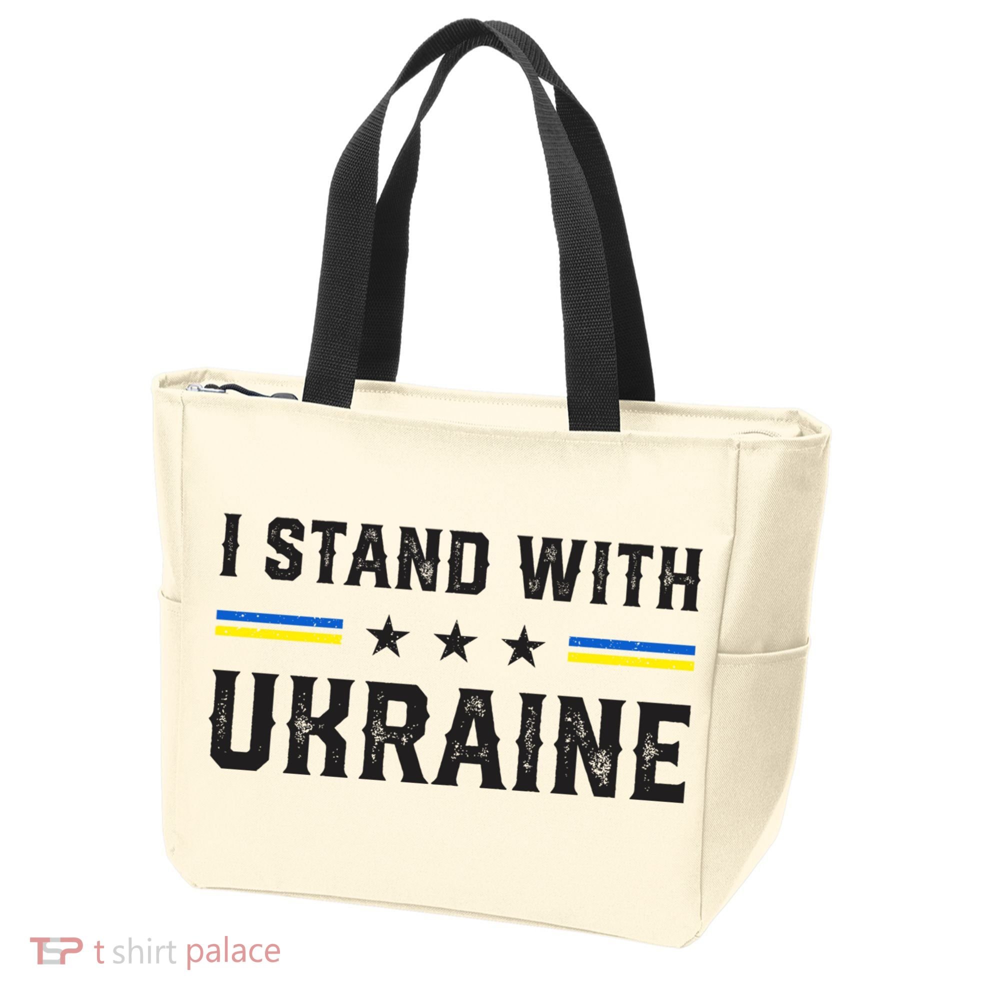 Support I Stand With Ukraine American Ukrainian Flag Funny Gift Tote Bag