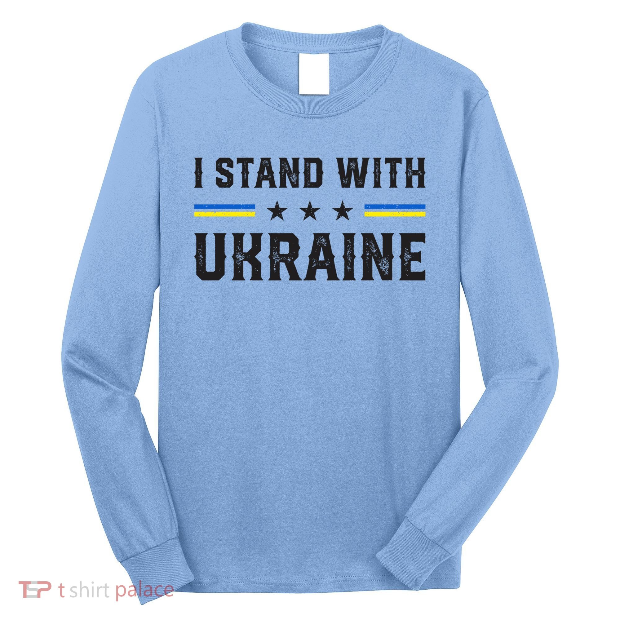 Support I Stand With Ukraine American Ukrainian Flag Funny Gift Long Sleeve Shirt