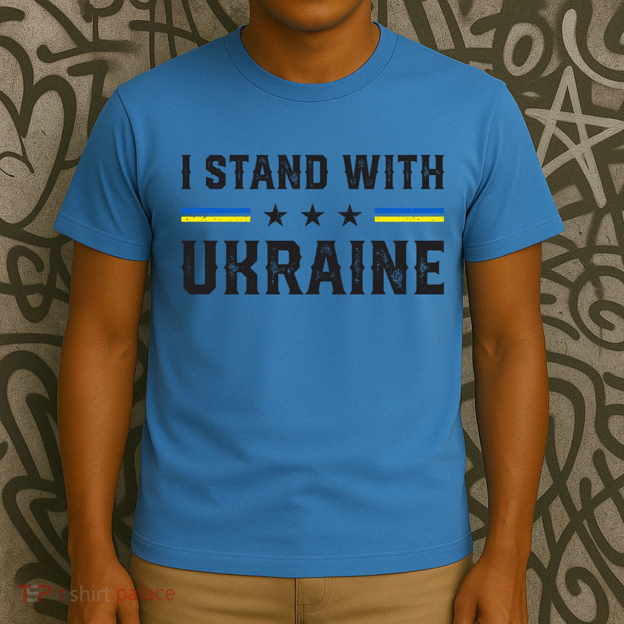 Support I Stand With Ukraine American Ukrainian Flag Funny Gift T-Shirt