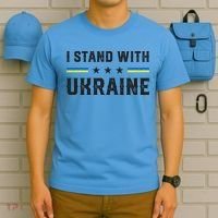 Support I Stand With Ukraine American Ukrainian Flag Funny Gift T-Shirt thumb 5