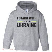 Support I Stand With Ukraine American Ukrainian Flag Funny Gift Toddler Hoodie thumb 0