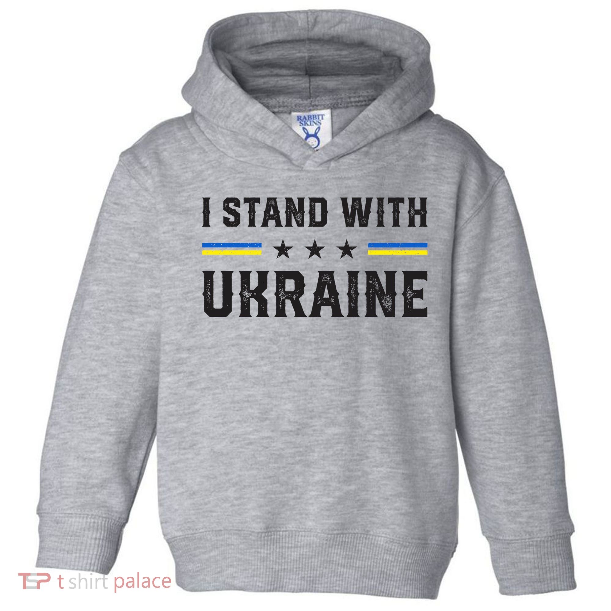Support I Stand With Ukraine American Ukrainian Flag Funny Gift Toddler Hoodie