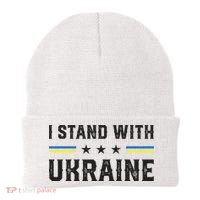 Support I Stand With Ukraine American Ukrainian Flag Funny Gift Beanie thumb 0