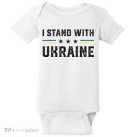 Support I Stand With Ukraine American Ukrainian Flag Funny Gift Baby Bodysuit thumb 0