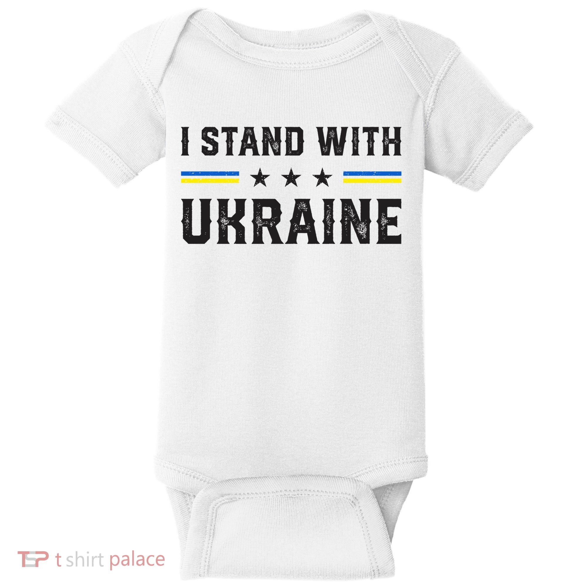 Support I Stand With Ukraine American Ukrainian Flag Funny Gift Baby Bodysuit