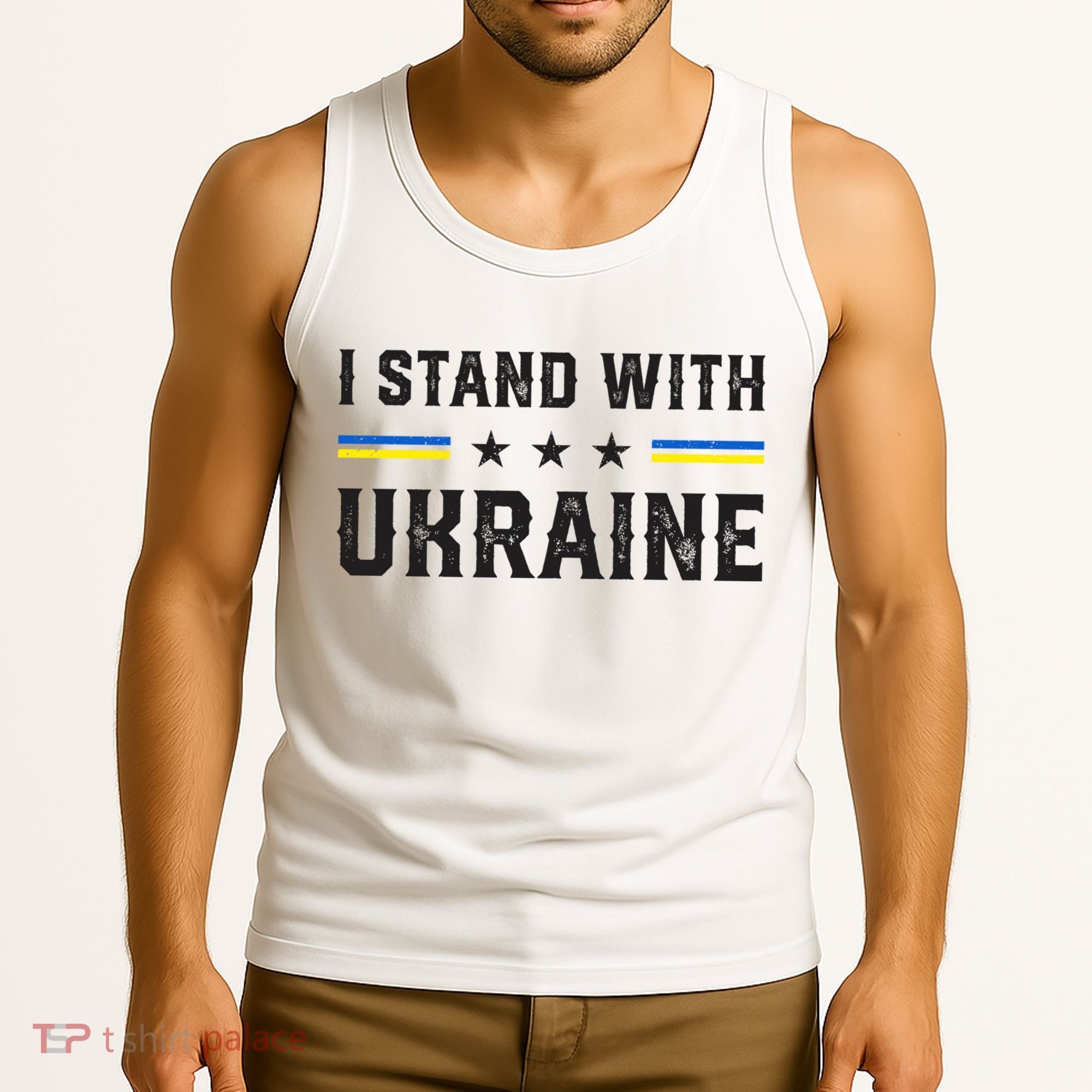 Support I Stand With Ukraine American Ukrainian Flag Funny Gift Tank Top