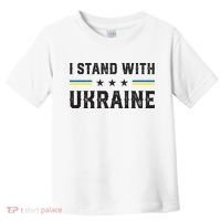 Support I Stand With Ukraine American Ukrainian Flag Funny Gift Toddler T-Shirt thumb 0