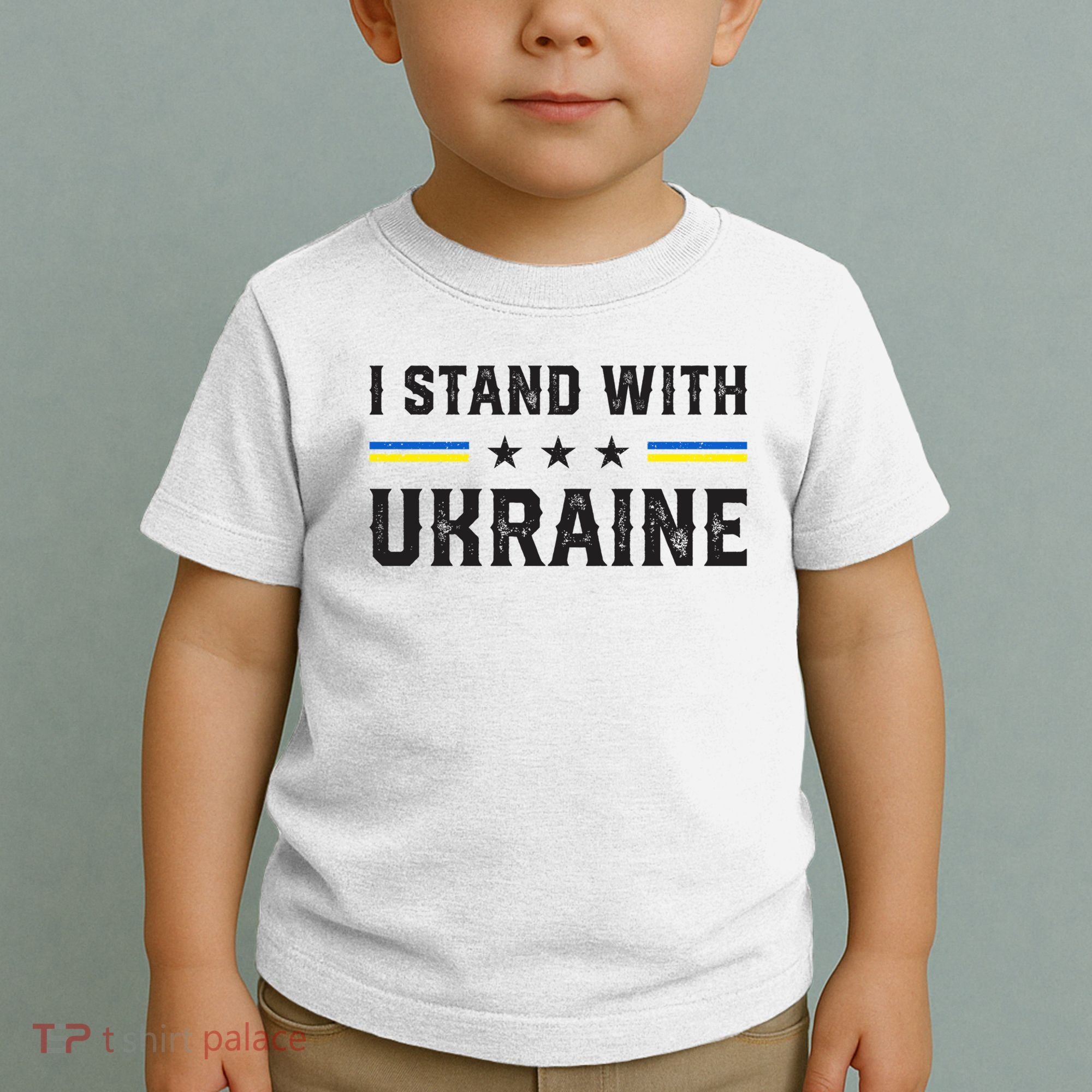 Support I Stand With Ukraine American Ukrainian Flag Funny Gift Toddler T-Shirt