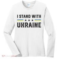 Support I Stand With Ukraine American Ukrainian Flag Funny Gift Women's Long Sleeve Shirt thumb 0