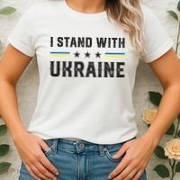 Support I Stand With Ukraine American Ukrainian Flag Funny Gift Women's T-Shirt thumb 2