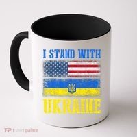 Support I Stand With Ukraine American Ukrainian Flag Funny Gift Coffee Mug thumb 0