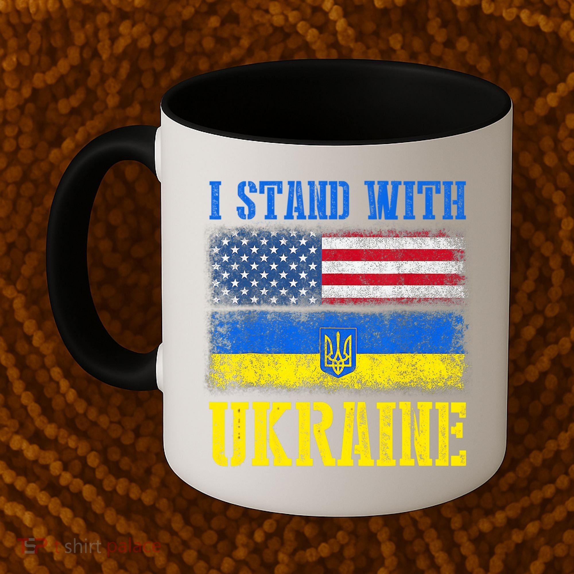 Support I Stand With Ukraine American Ukrainian Flag Funny Gift Coffee Mug