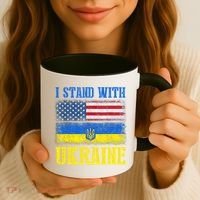 Support I Stand With Ukraine American Ukrainian Flag Funny Gift Coffee Mug thumb 3