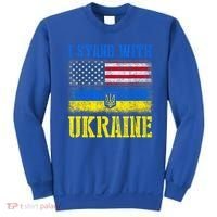 Support I Stand With Ukraine American Ukrainian Flag Funny Gift Sweatshirt thumb 0