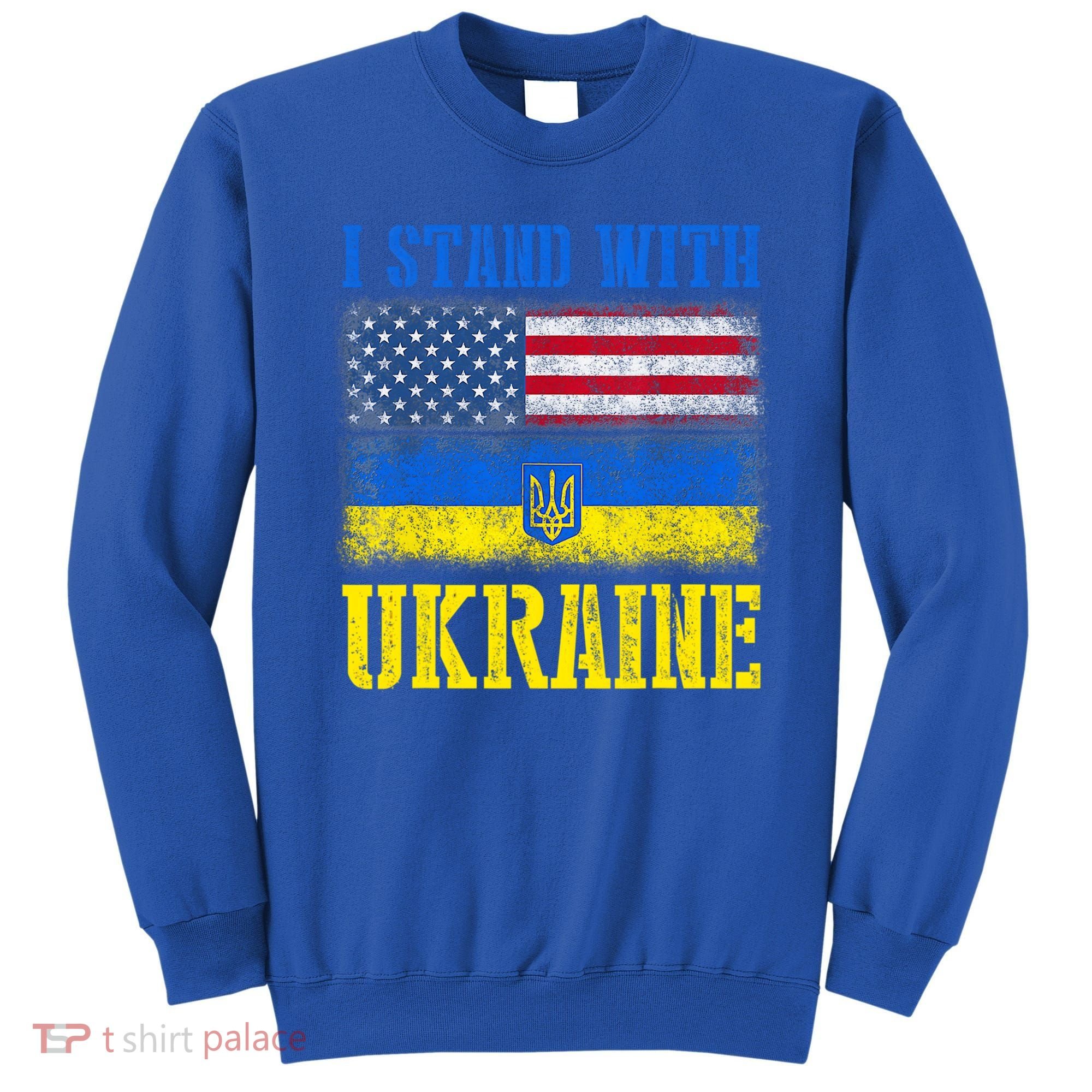 Support I Stand With Ukraine American Ukrainian Flag Funny Gift Sweatshirt