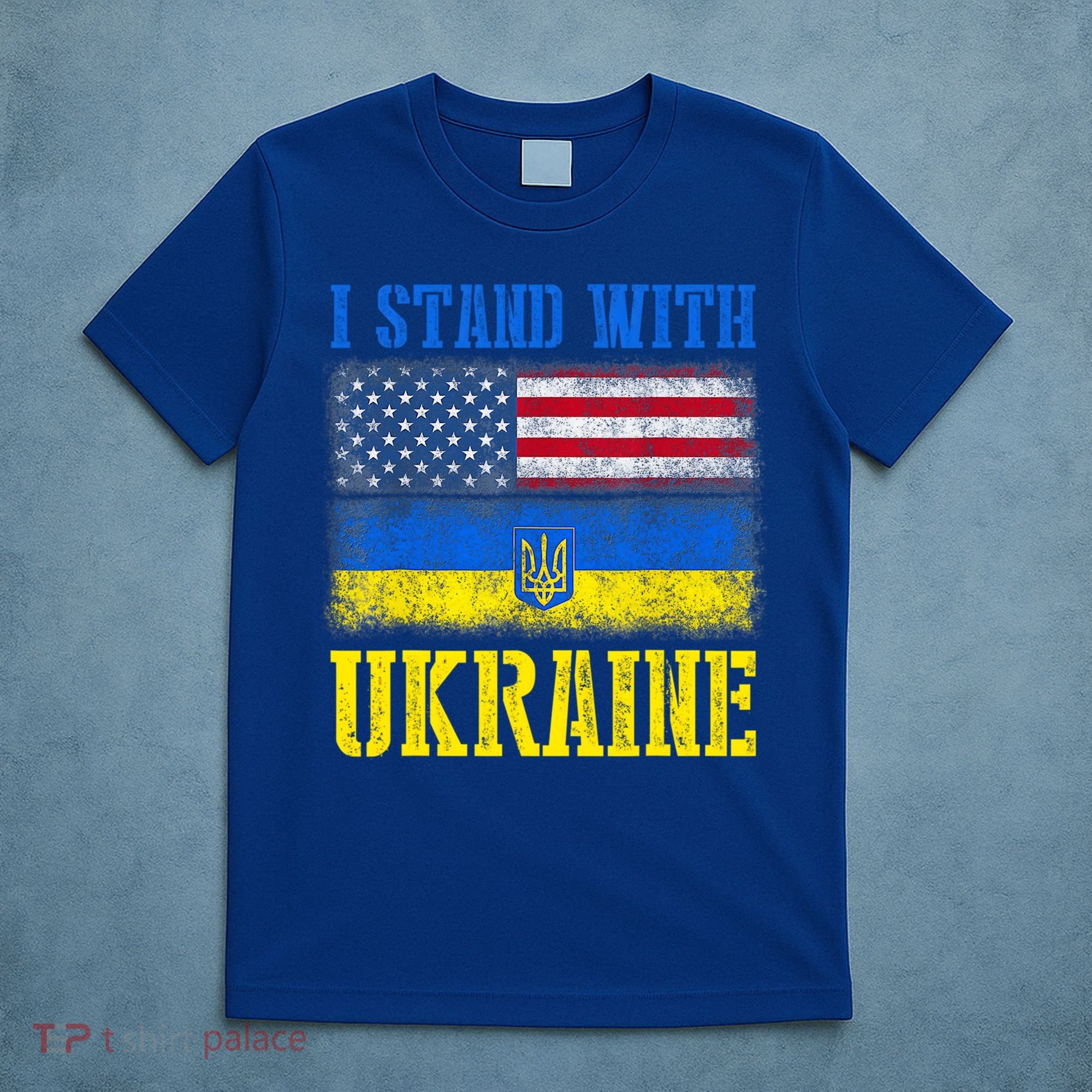 Support I Stand With Ukraine American Ukrainian Flag Funny Gift T-Shirt