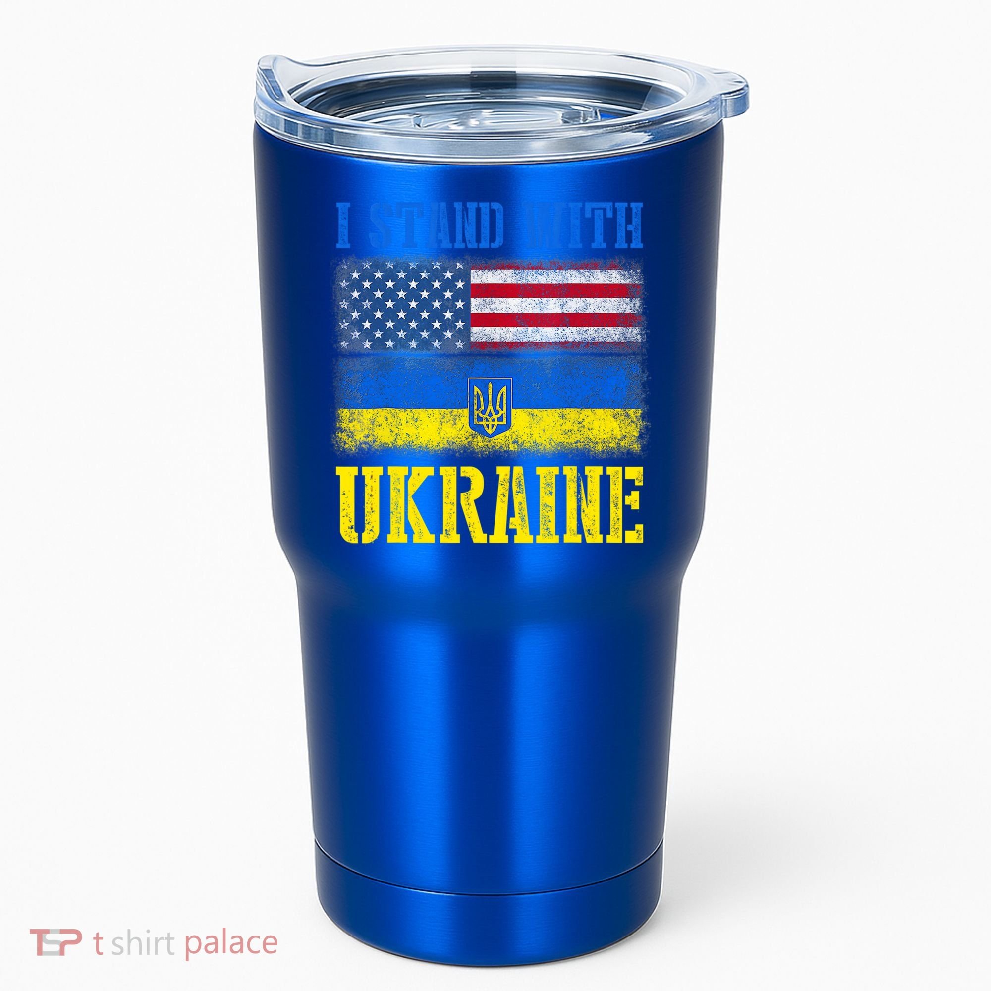 Support I Stand With Ukraine American Ukrainian Flag Funny Gift Tumbler