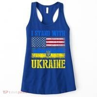 Support I Stand With Ukraine American Ukrainian Flag Funny Gift Women's Tank Top thumb 0