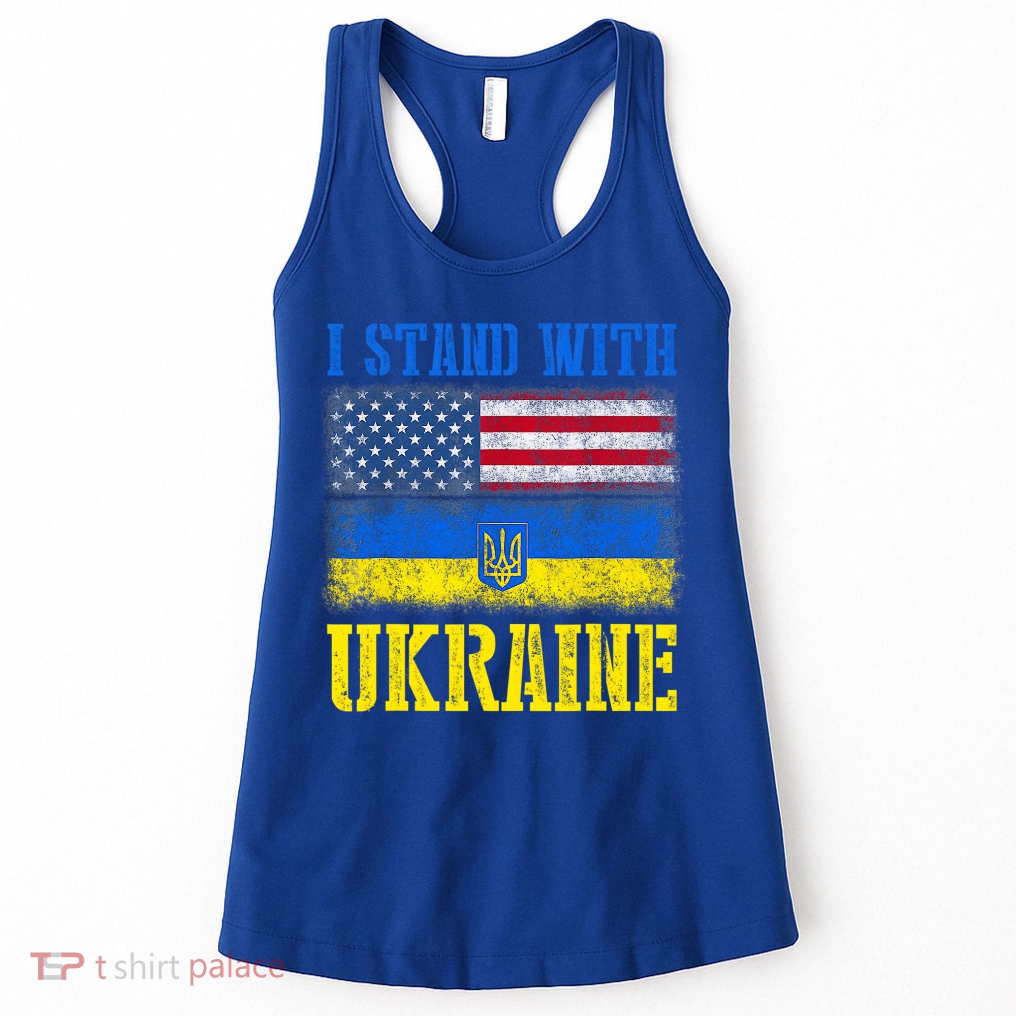 Support I Stand With Ukraine American Ukrainian Flag Funny Gift Women's Tank Top