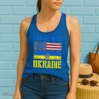Support I Stand With Ukraine American Ukrainian Flag Funny Gift Women's Tank Top thumb 2