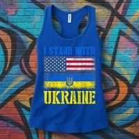 Support I Stand With Ukraine American Ukrainian Flag Funny Gift Women's Tank Top thumb 3