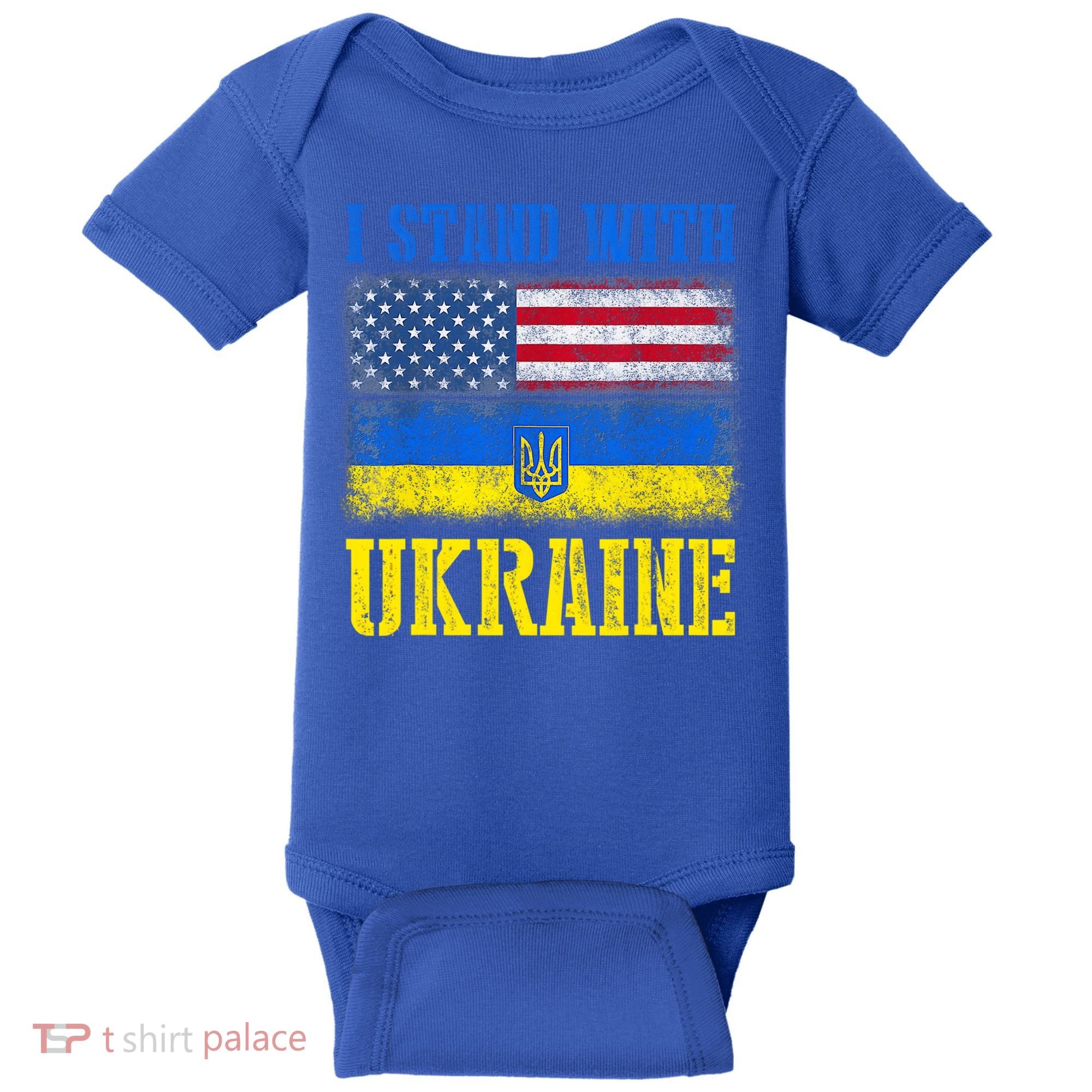 Support I Stand With Ukraine American Ukrainian Flag Funny Gift Baby Bodysuit