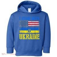 Support I Stand With Ukraine American Ukrainian Flag Funny Gift Toddler Hoodie thumb 0