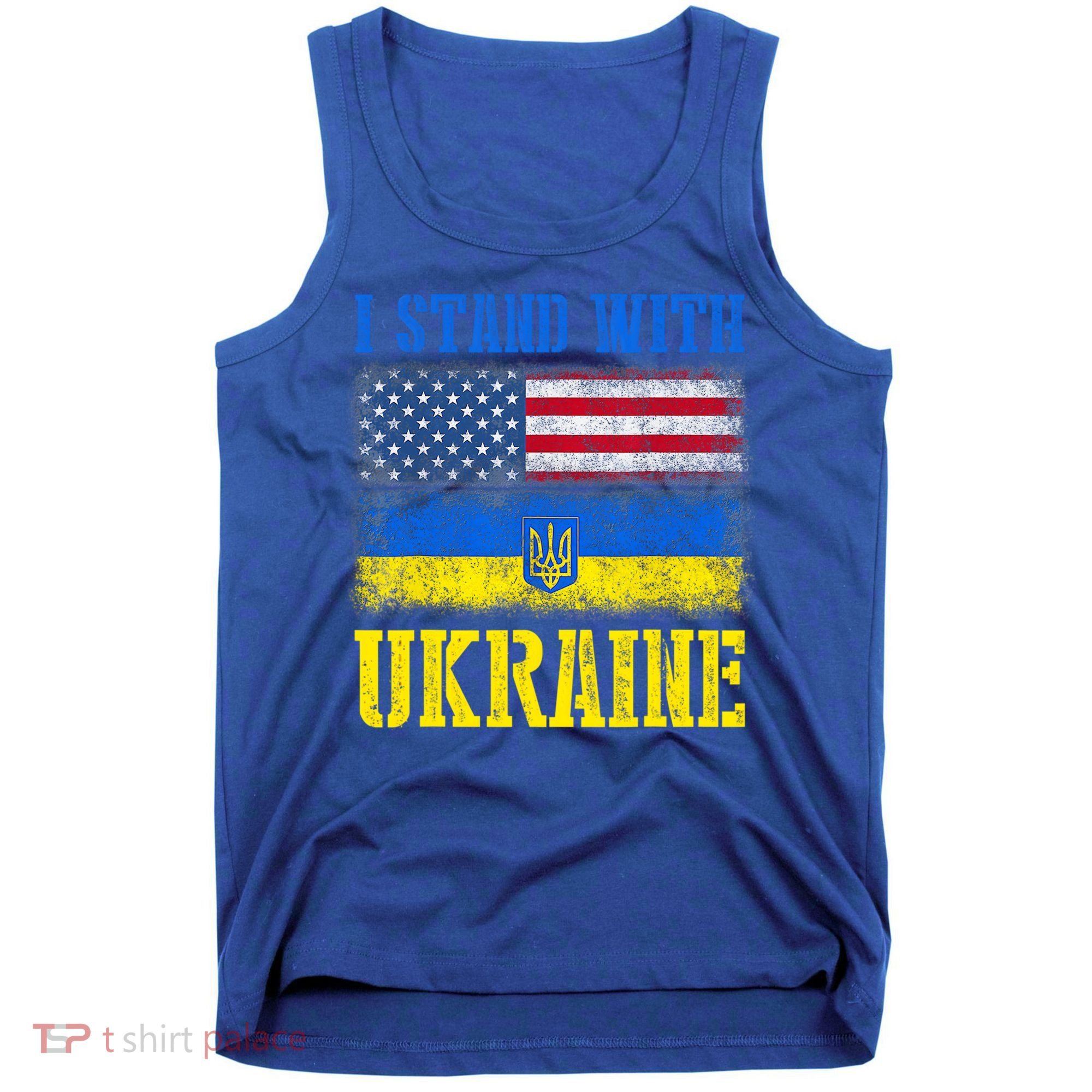 Support I Stand With Ukraine American Ukrainian Flag Funny Gift Tank Top