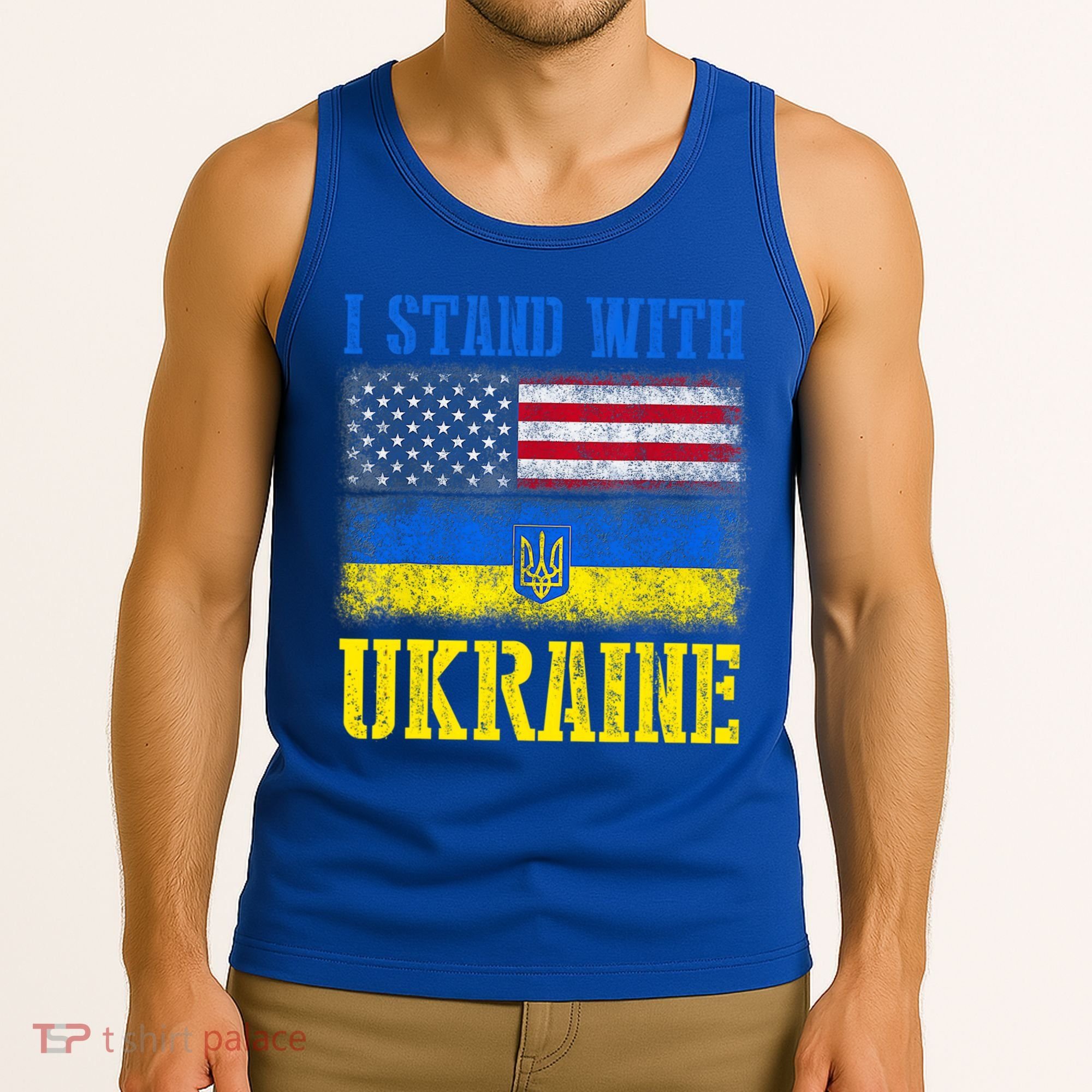 Support I Stand With Ukraine American Ukrainian Flag Funny Gift Tank Top