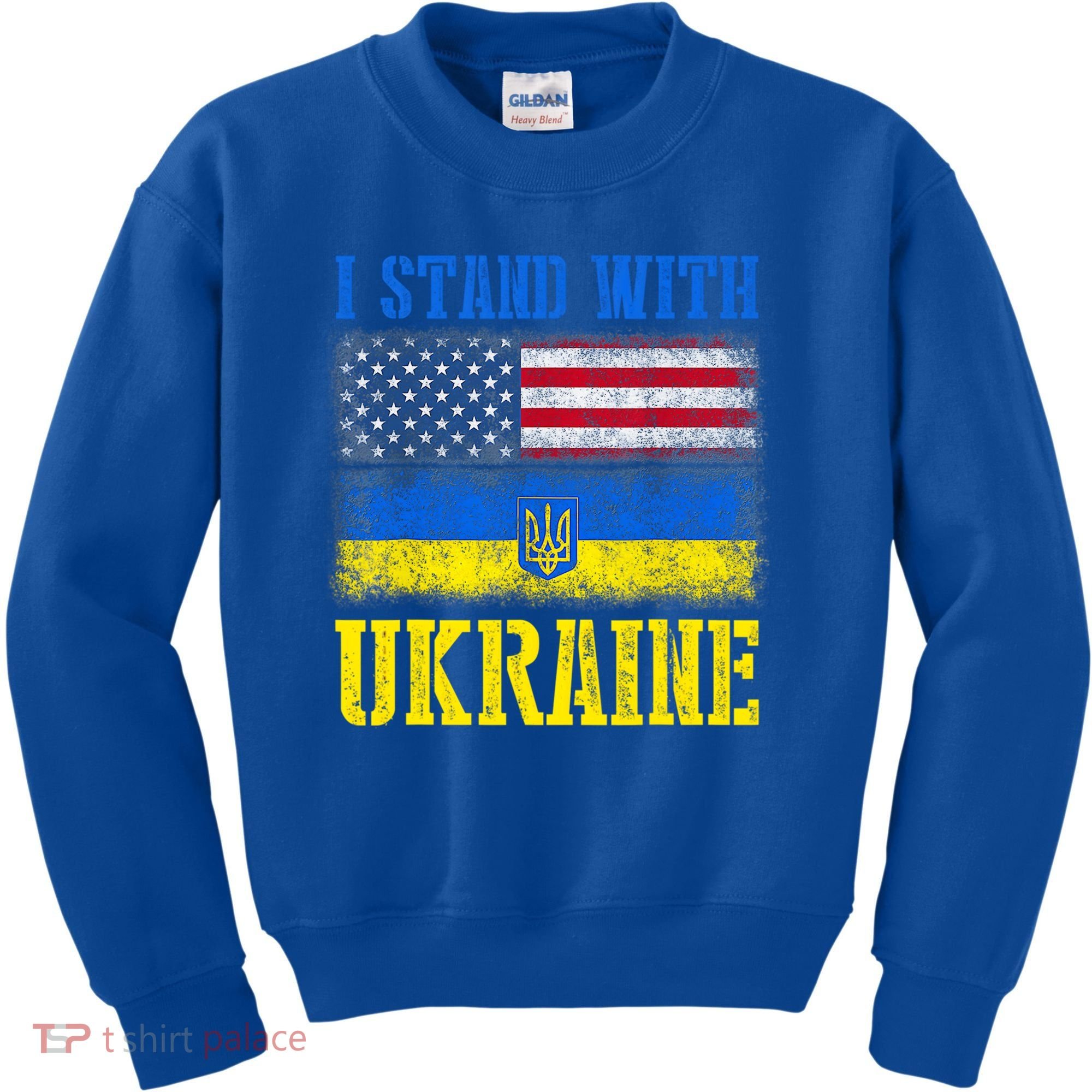 Support I Stand With Ukraine American Ukrainian Flag Funny Gift Kids Sweatshirt