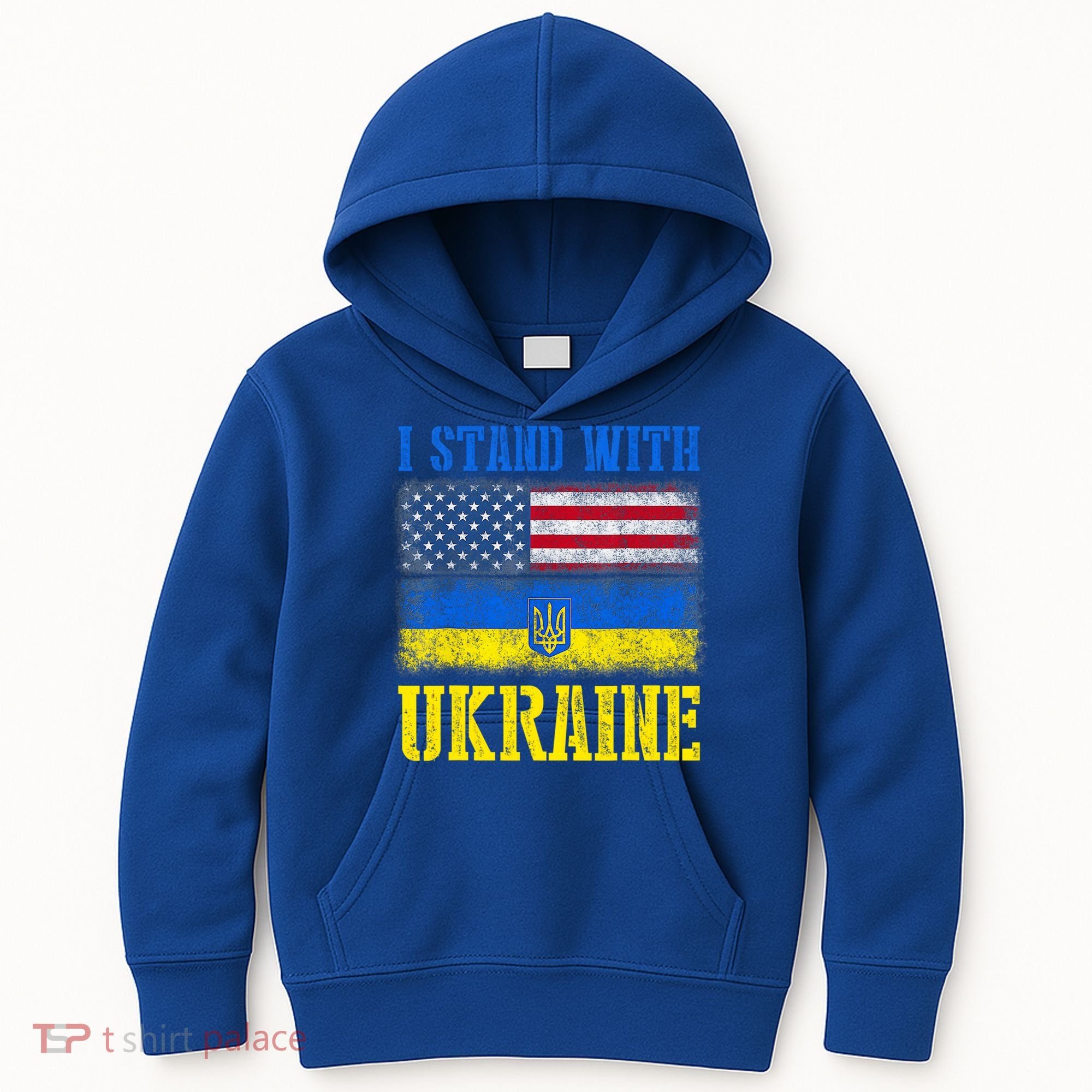 Support I Stand With Ukraine American Ukrainian Flag Funny Gift Kids Hoodie