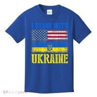 Support I Stand With Ukraine American Ukrainian Flag Funny Gift Kids T-Shirt thumb 0
