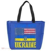 Support I Stand With Ukraine American Ukrainian Flag Funny Gift Tote Bag thumb 0