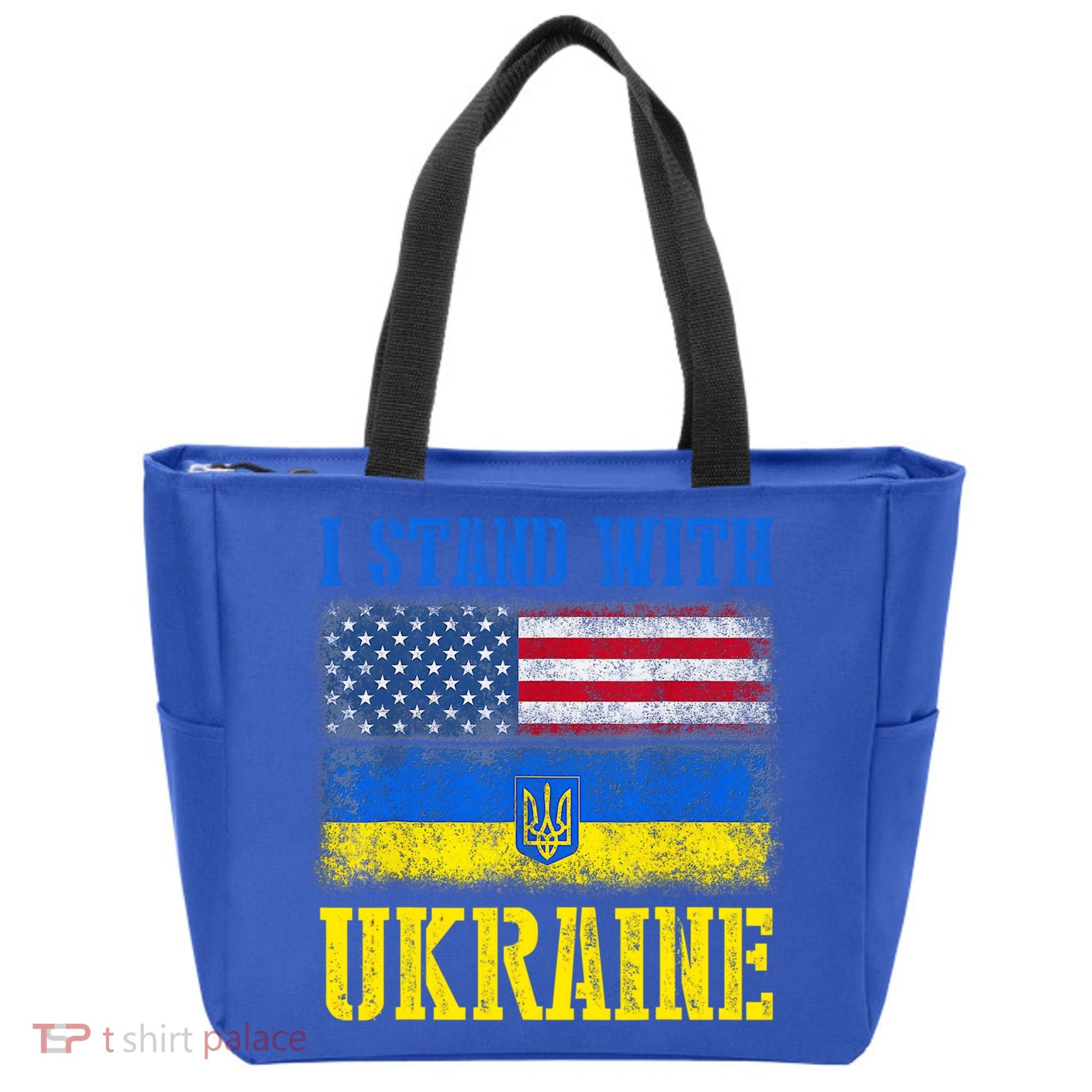 Support I Stand With Ukraine American Ukrainian Flag Funny Gift Tote Bag