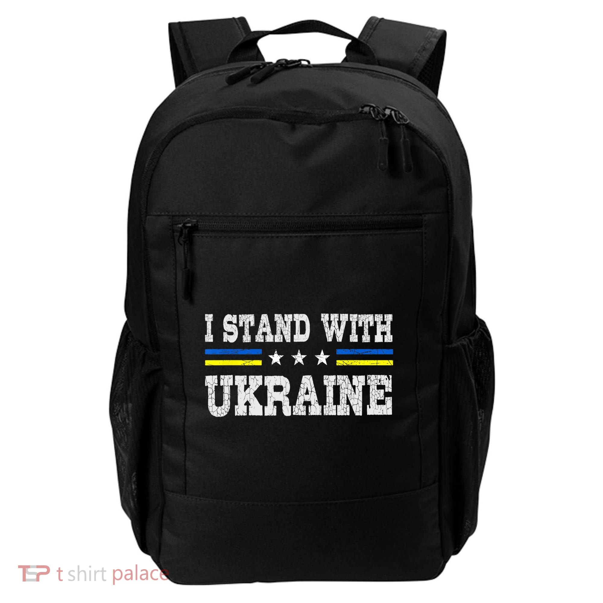 Support I Stand With Ukraine American Ukrainian Flag Gift Backpack